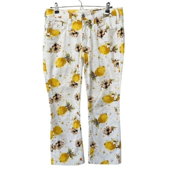 Anthropologie Pilcro Letterpress Jeans 28 Cropped High Rise Bootcut Lemon Grove - Picture 2 of 10